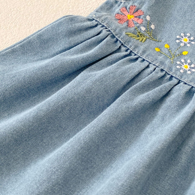 【BABY&KID】夏新作 デニム刺繍ワンピースSK080109