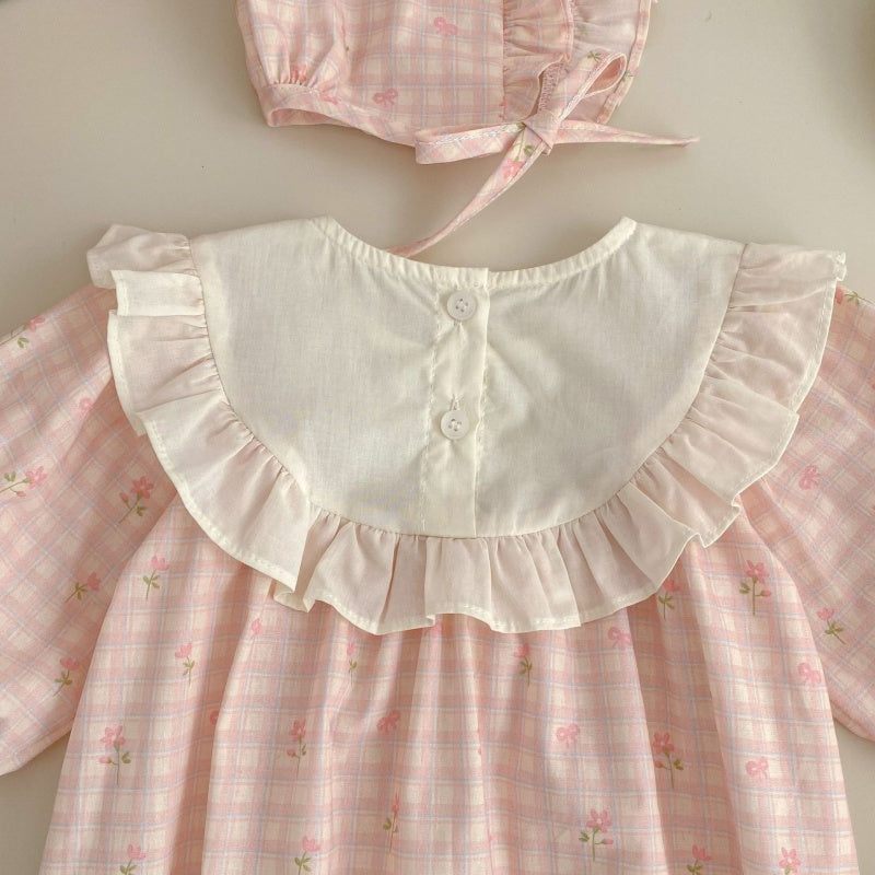 【BABY】スイートチェックロンパース＆帽子SK104106