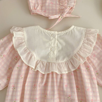 【BABY】スイートチェックロンパース＆帽子SK104106