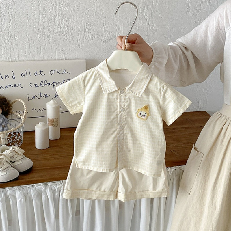 【BABY】夏新作シンプルカートゥーンサロペット、シャツ、ショートパンツSK104807