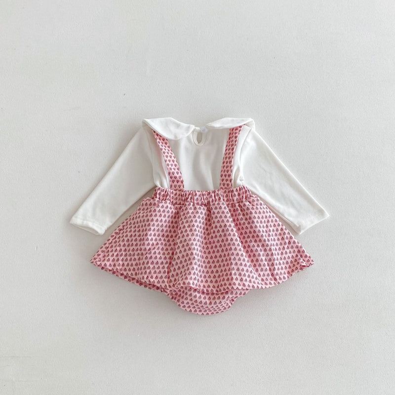 【BABY】花柄サロペットスカート、長袖TシャツSK100331