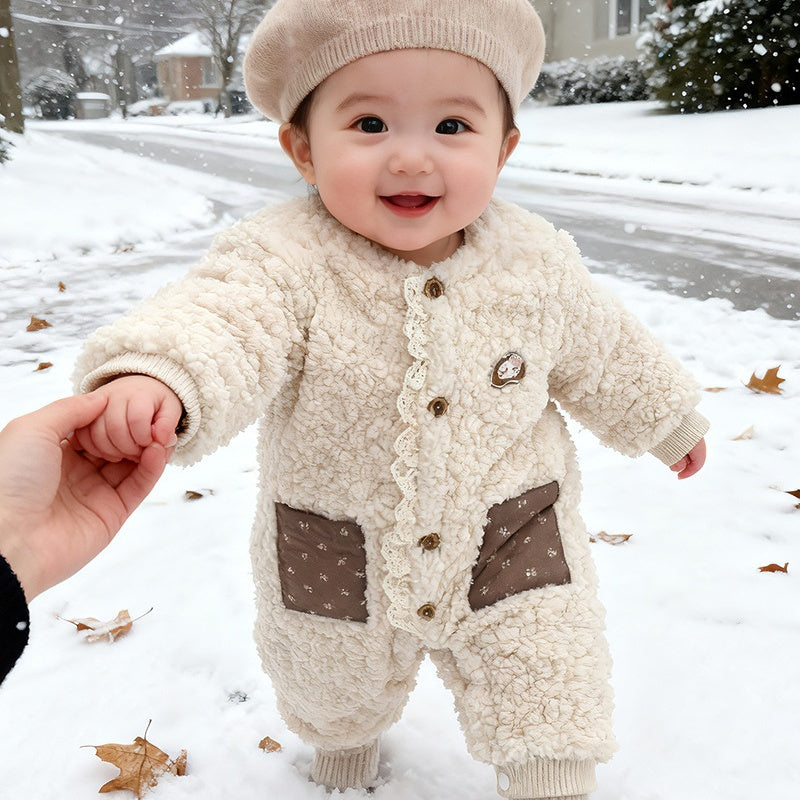 【BABY】冬新作レース縁あったかカバーオールSK103208