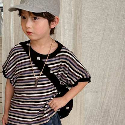 【BABY&KID】夏新作 カラフルボーダー半袖TシャツSK080505