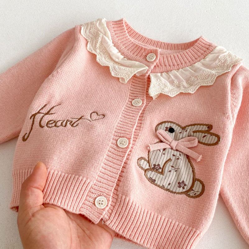 【BABY】刺繍うさぎニットカーディガンSK092428