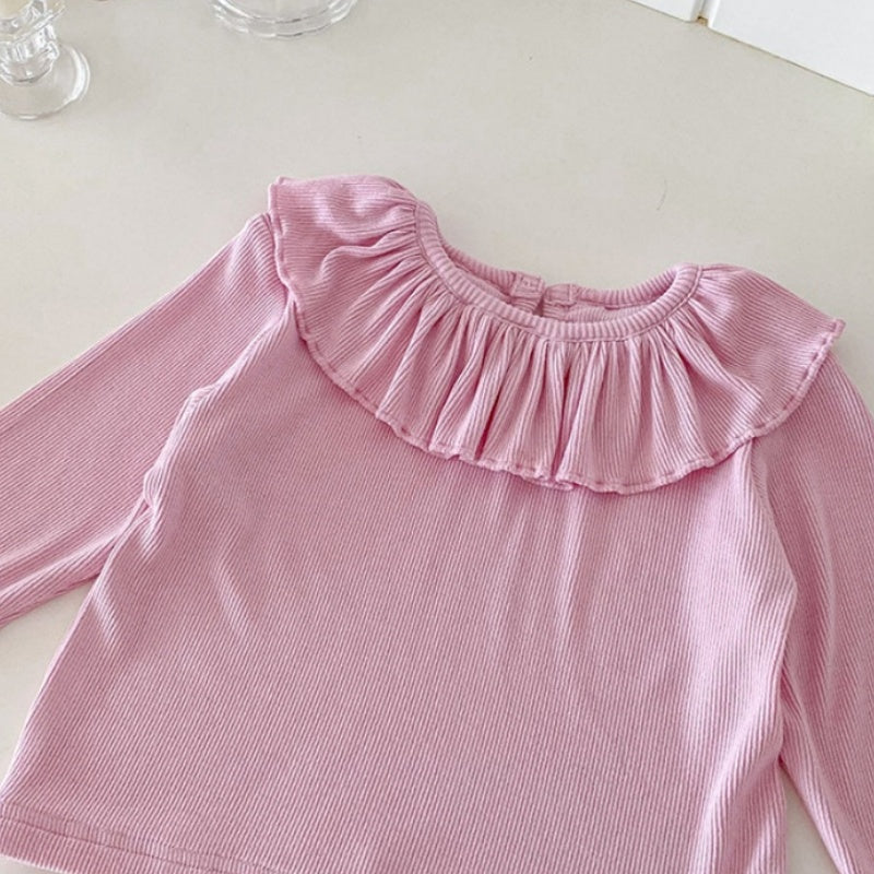 【BABY】いぬ柄サロペットパンツ&フリル襟TシャツSK100425
