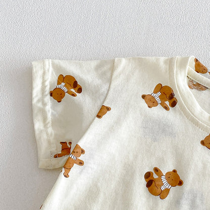 【BABY】夏新作くま刺繍デニムロンパース＆くまTシャツSK104509