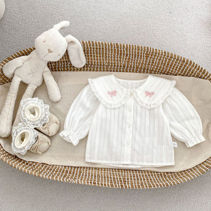【BABY】リボンサロペット、リボン刺繍襟ブラウスSK100834