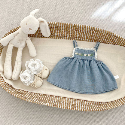 【BABY&KID】夏新作 フラワー刺繍デニムセットアップSK081531