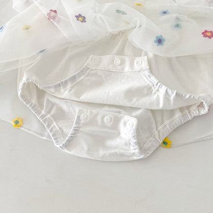 【BABY】夏新作 カラフル小花刺繍ロンパースワンピースSK091805