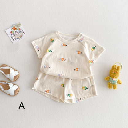 【BABY&KID】夏新作 総柄カジュアルセットアップSK072008