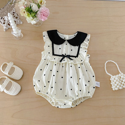 【BABY】夏新作チェック、ドットロンパースSK105807