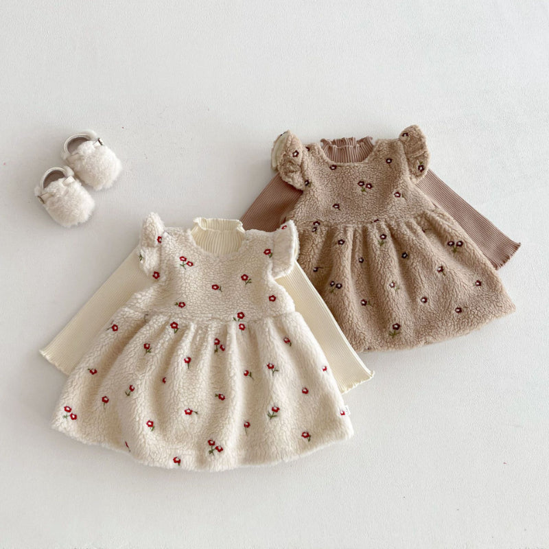 【BABY&KID】冬新作刺繍裏起毛ワンピースSK102905