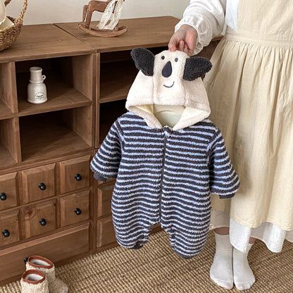【BABY】ボーダー裏起毛フードカバーオールSK102912