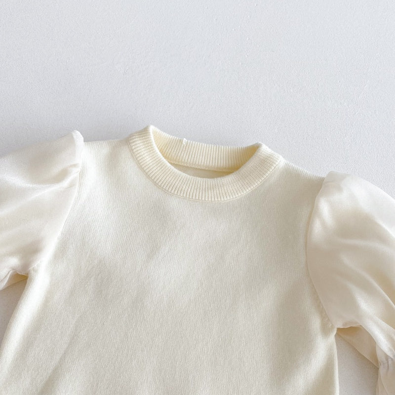 【BABY&KID】花柄ベスト&パフ袖トップス&ニットパンツ3点セットSK100332
