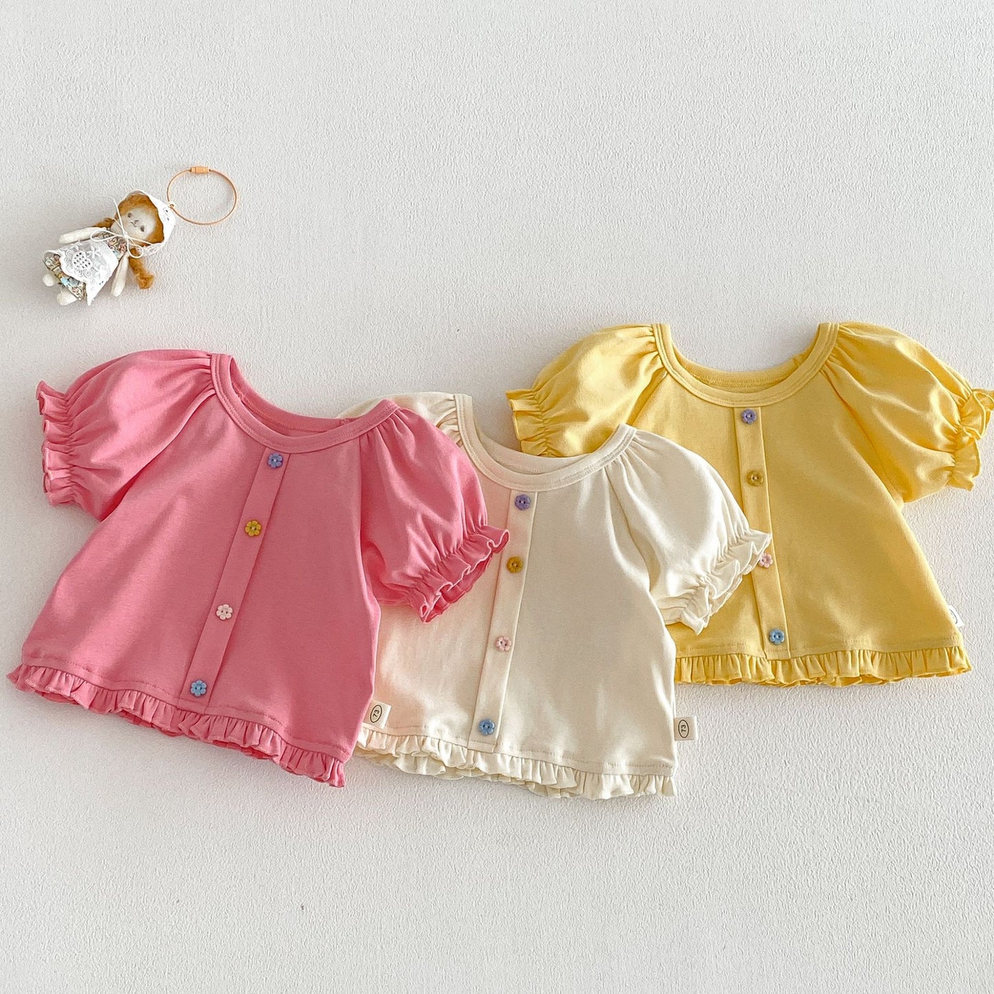 【BABY&KID】夏新作 スウィートパフスリーブTシャツSK105106