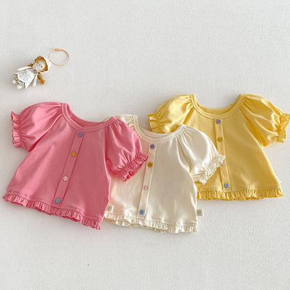 【BABY&KID】夏新作 スウィートパフスリーブTシャツSK105106