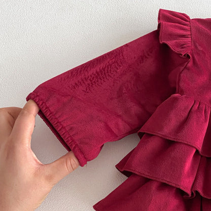 【BABY】冬新作蝶結びティアードカバーオールスカートSK102708