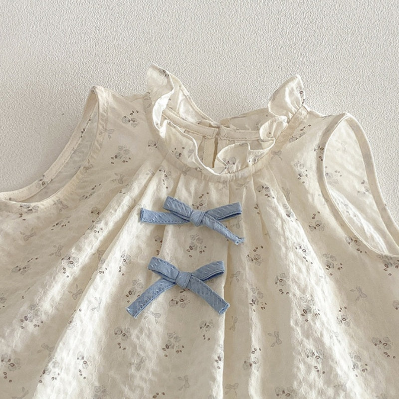 【BABY】夏新作小花柄ノースリーブトップス＆レース裾パンツSK104522