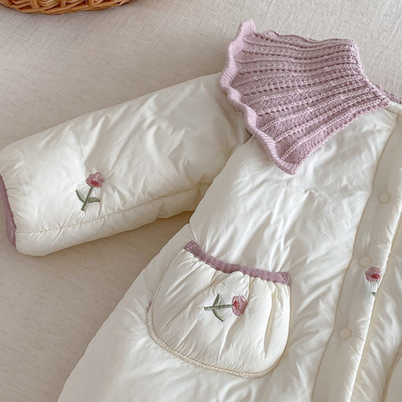 【BABY】冬新作小花柄キルティングニット襟あったかカバーオールSK103103