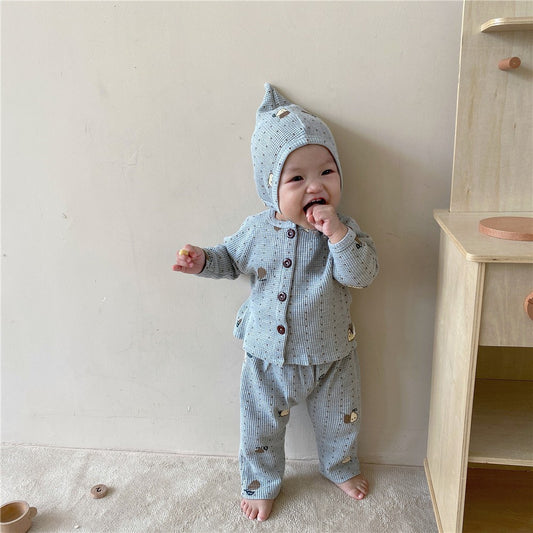【BABY】梨柄ワッフルセットアップSK101556