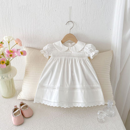 【BABY&KID】夏新作 ラペルホワイトドレスSK081611