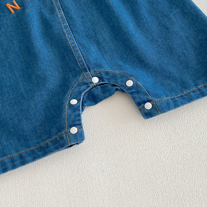 【BABY】夏新作大きめポケット刺繍サロペット＆ボーダータンクトップSK104505