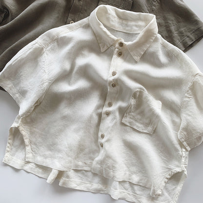 【BABY&KID】夏新作 薄手ポケット付きシャツSK080823