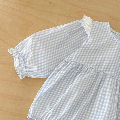 【BABY】ストライプロンパース＆レースキャミ2点セットSK103912