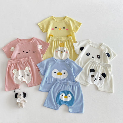 【BABY&KID】夏新作ワッフルカートゥーンセットアップSK105603
