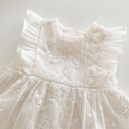 【BABY&KID】夏新作 無地レース刺繍ワンピースSK070510