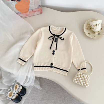 【BABY&KID】リボン付きニットカーディガンSK092724
