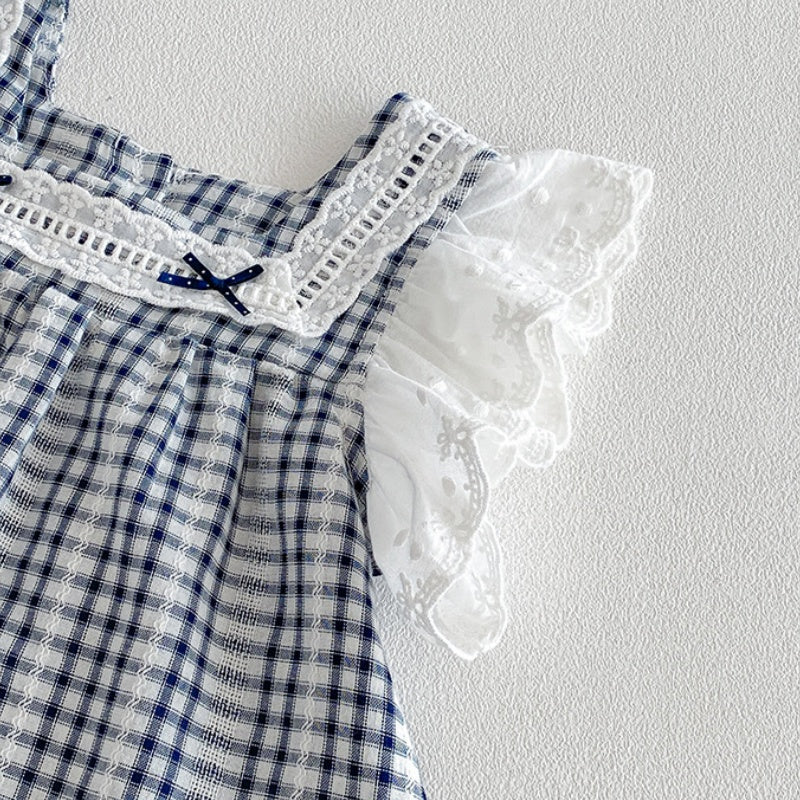 【BABY】夏新作チェックフリルスリーブセットアップSK104812