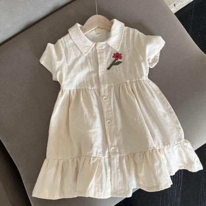 【BABY＆KID】夏新作 フラワー刺繍セットアップ、ワンピースSK063024