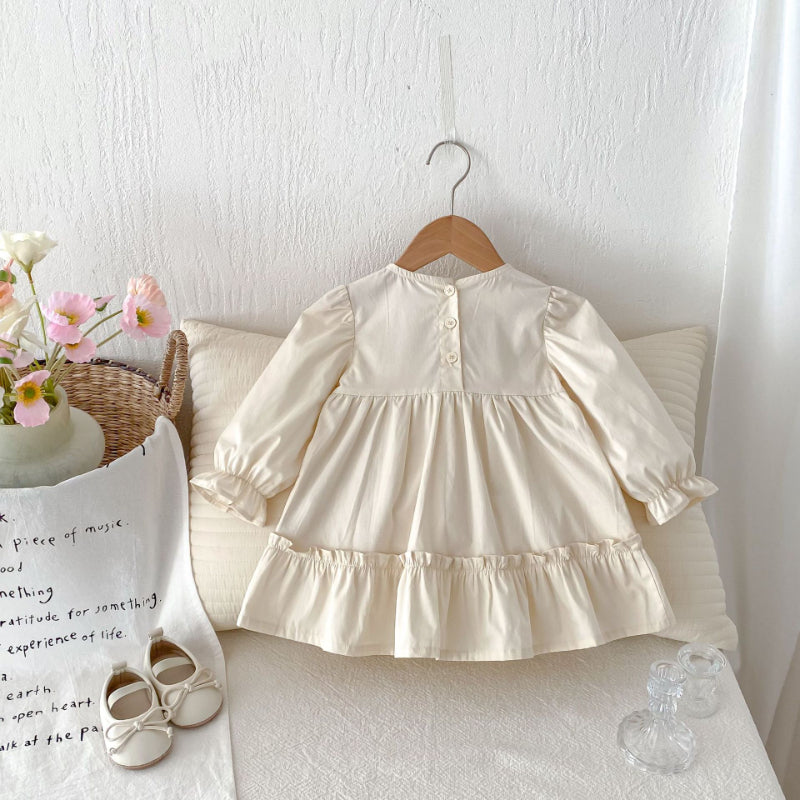 【BABY&KID】長袖花柄刺繍ワンピースSK011004