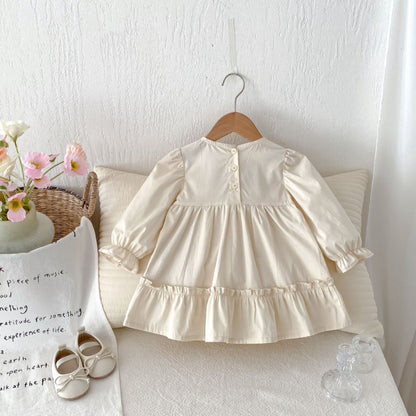 【BABY&KID】長袖花柄刺繍ワンピースSK011004