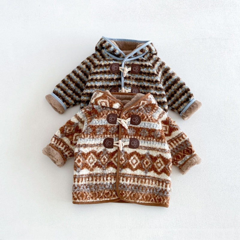 【BABY&KID】冬新作レトロボーダーフード付きジャケットSK108516