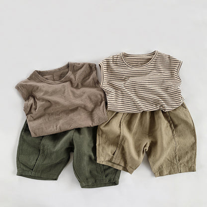 【BABY&KID】夏新作 ノースリーブボーダーTシャツSK080812