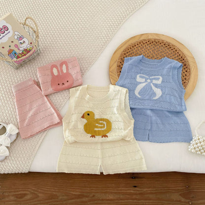 【BABY&KID】夏新作 カートゥーンニットノースリーブセットアップSK072007