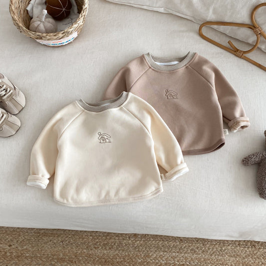 【BABY&KID】冬新作おうち刺繍裏起毛スウェットSK102516