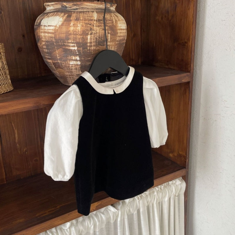 【BABY】ヘップバーン風ワンピース、無地シャツSK107417