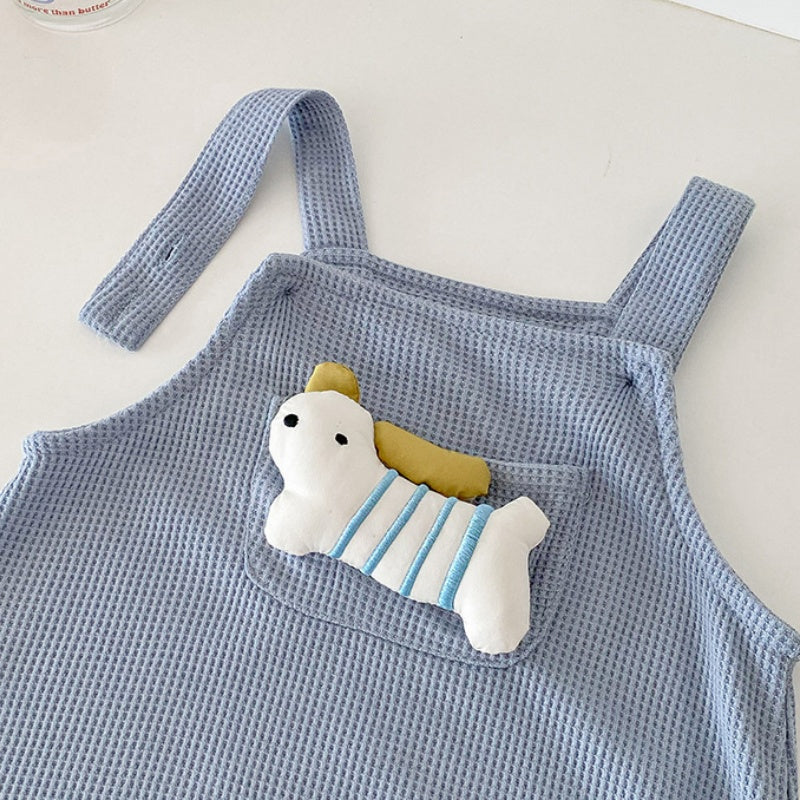 【BABY】いぬサロペットパンツ&ボーダートップス2点セットSK100404