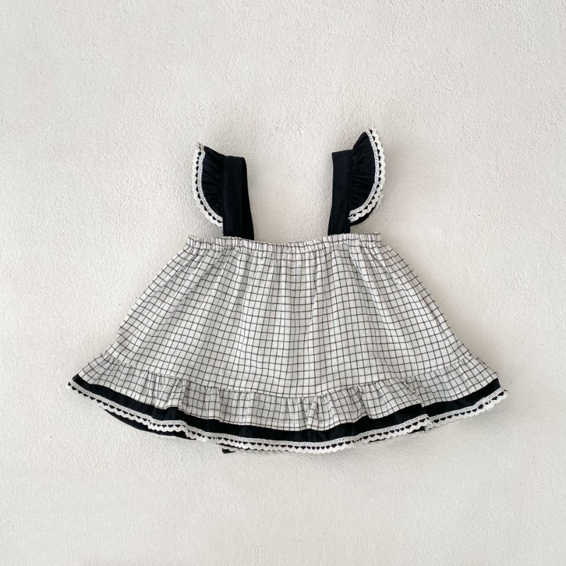 【BABY&KID】夏新作 チェック柄リボンセットアップSK071924