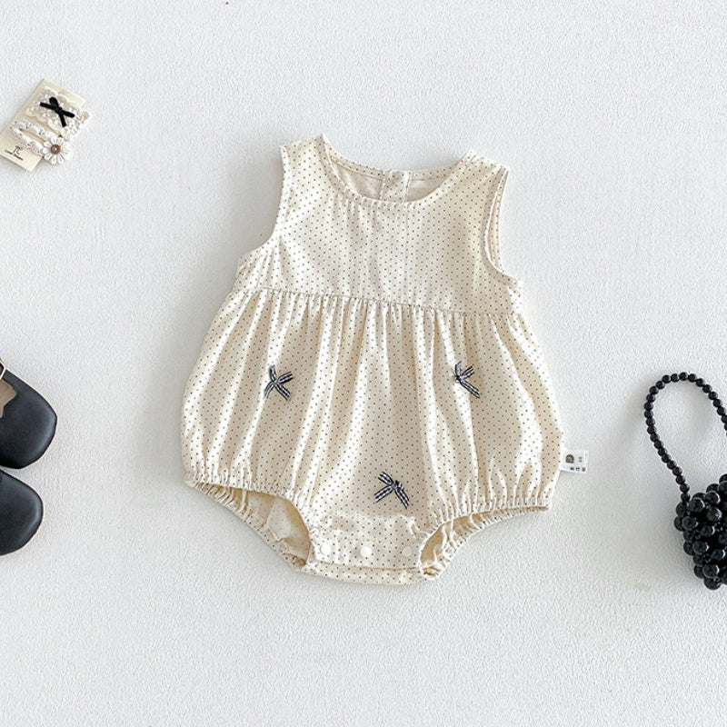 【BABY】ドット蝶結びロンパース＆メロウフリルトップスSK106807