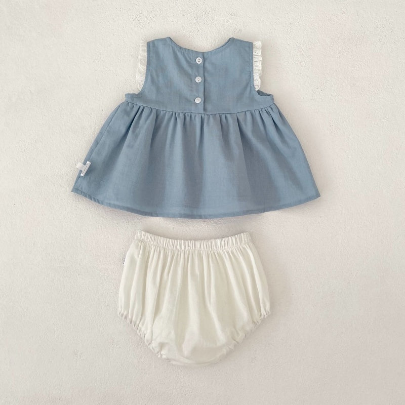 【BABY&KID】夏新作 韓国風花刺繍セットアップ、ワンピースSK104931