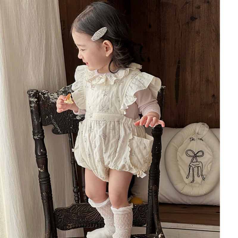 【BABY】小花柄ロンパース、レース襟ロンTSK104302