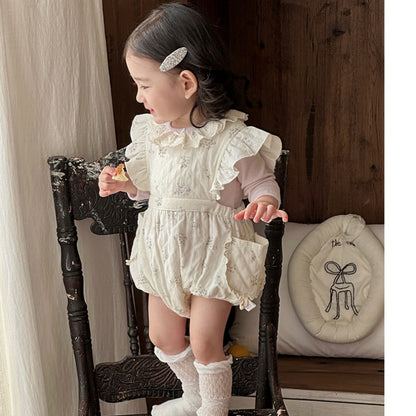 【BABY】小花柄ロンパース、レース襟ロンTSK104302