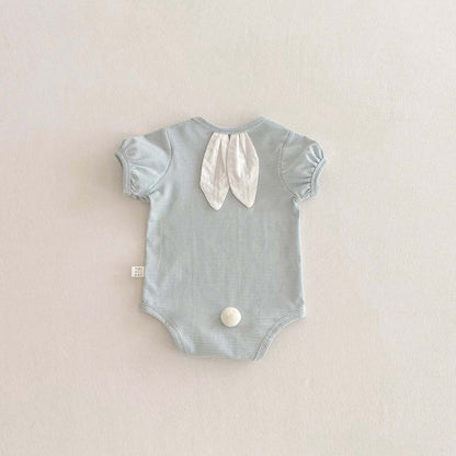 【BABY】夏新作 うさ耳ストライプロンパースSK062719