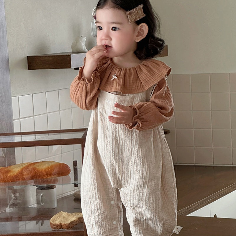 【BABY】やわらかギャザーサロペット、フリル襟ブラウスSK104305