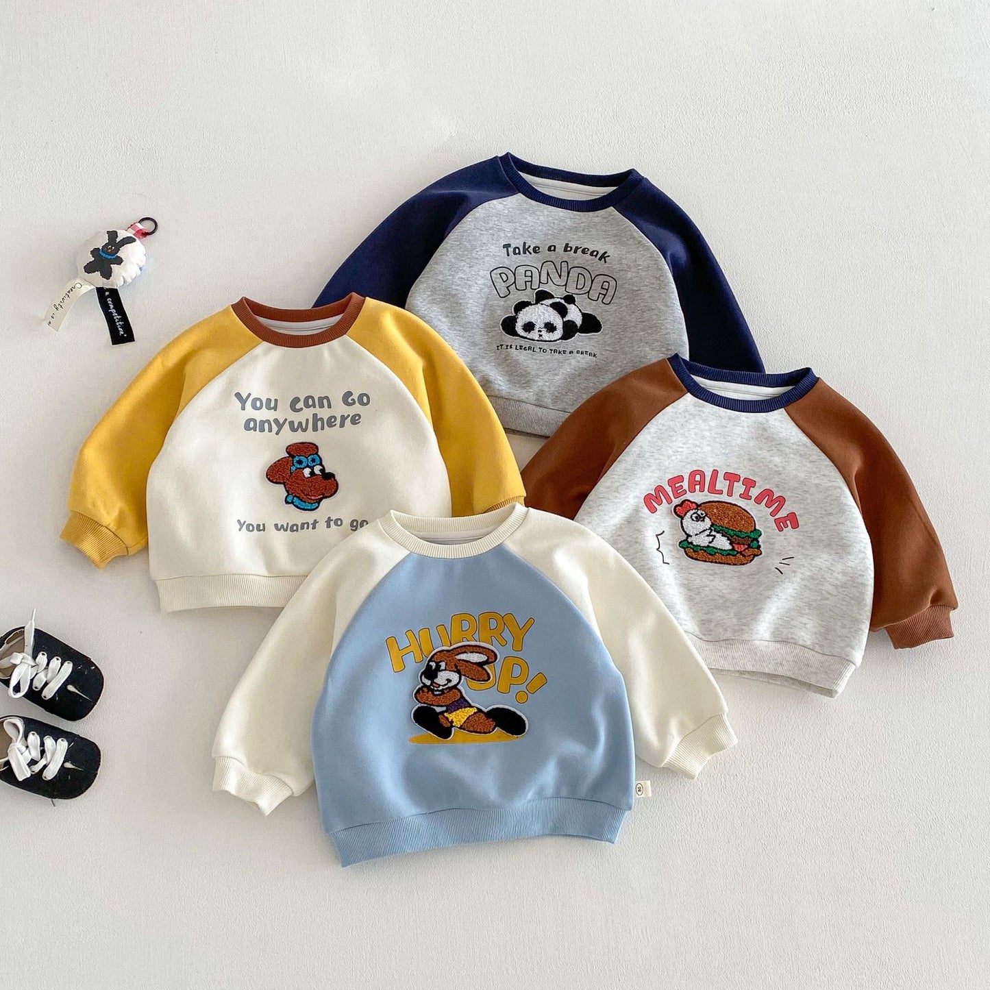 【BABY&KID】タオル刺繍カートゥーンスウェットSK103505