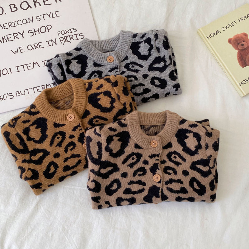 【BABY】冬新作レオパード柄ニットカバーオールSK102713